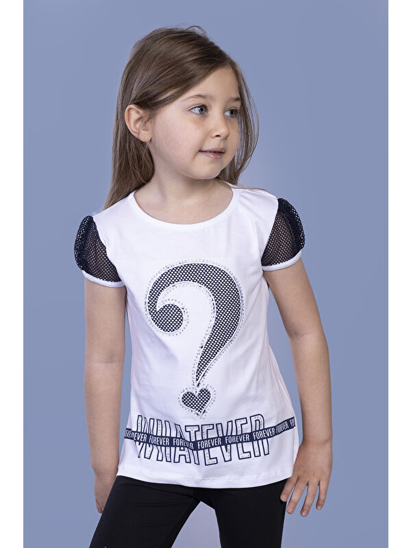 Toontoykids Kız Çocuk Nakışlı Taş İşlemeli Tişört