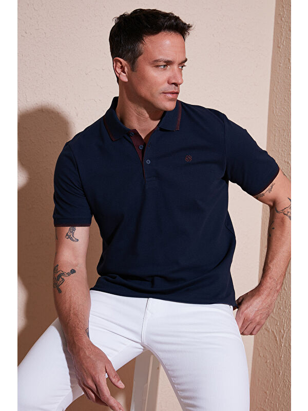 Buratti %100 Pamuk Düğmeli Slim Fit Erkek Polo Yaka Tişört 5902118
