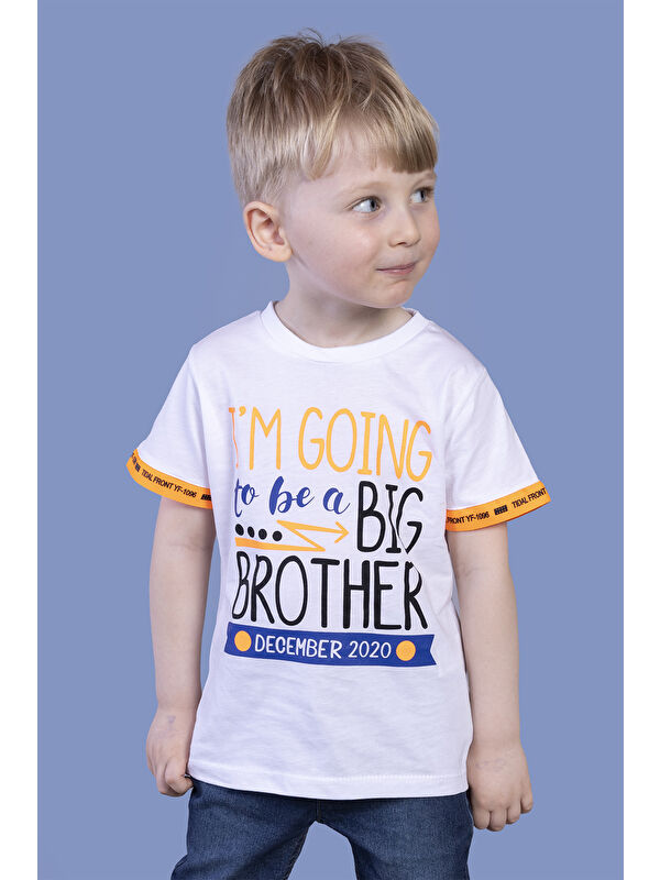 Toontoykids Erkek Çocuk Kolları Neon Şerit Detaylı Baskılı Tişört