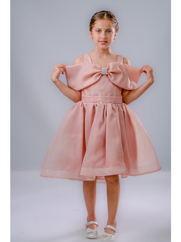 Mnk Baby & Kids Kız Çocuk Taş Fiyonklu İsalon Elbise M00763