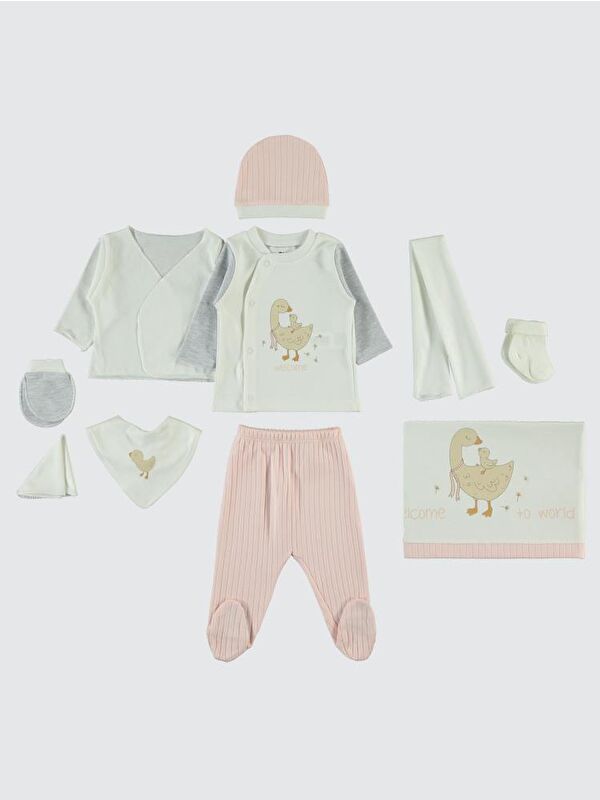 Civil Baby Ördek Nakışlı Zıbın Setleri - Pembe 0-1 Ay