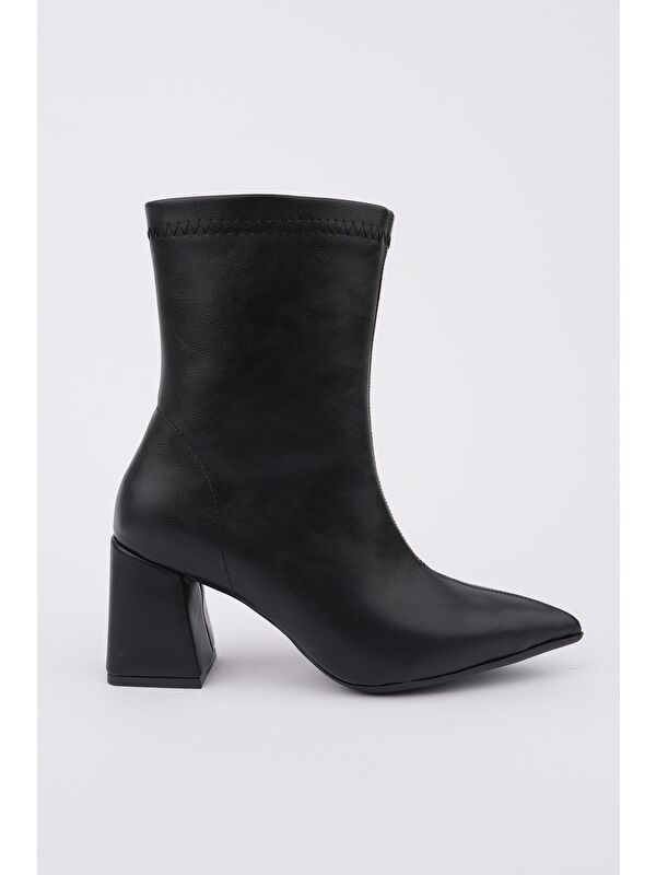 CODİ Sivri Burun Kalın Topuklu Fermuarlı Kadın Bot - Görsel 2