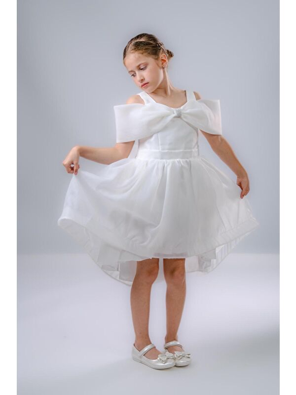 Mnk Baby & Kids Kız Çocuk Taş Fiyonklu İsalon Elbise M00763