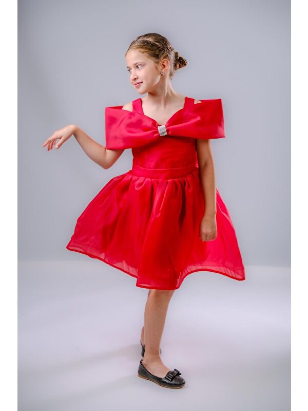 Mnk Baby & Kids Kız Çocuk Taş Fiyonklu İsalon Elbise M00763