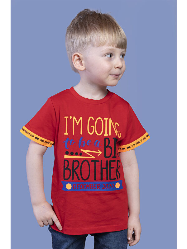 Toontoykids Erkek Çocuk Kolları Neon Şerit Detaylı Baskılı Tişört