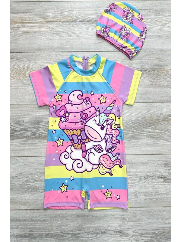 My Kids Wear Fermuarlı Boneli Kız Çocuk Mayo
