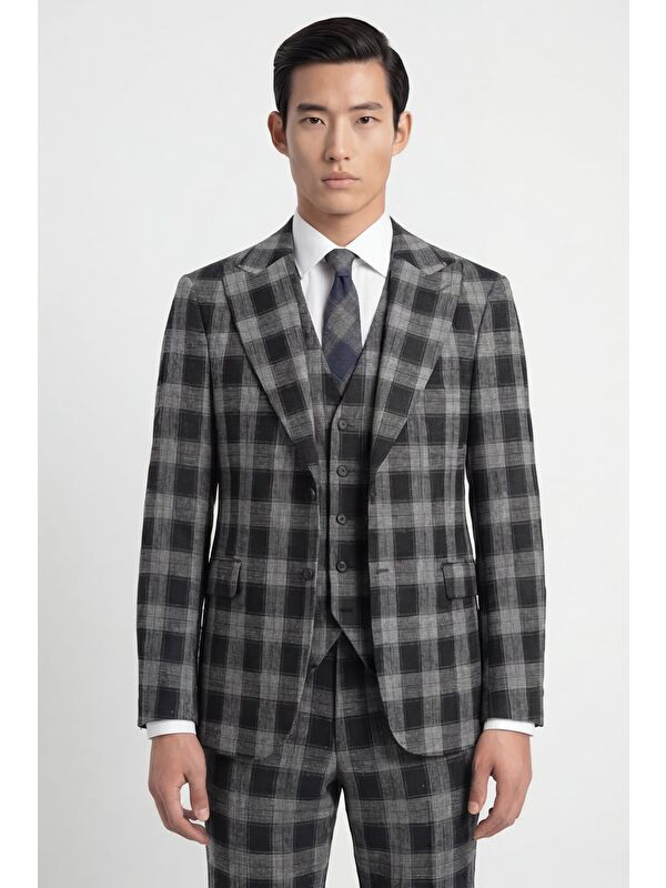 Sabri Özel Siyah Vest Takım Elbise Prnt-19351