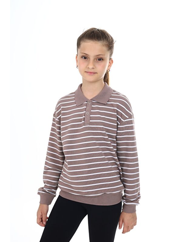Toontoykids Kız Çocuk Çizgili Sweatshirt