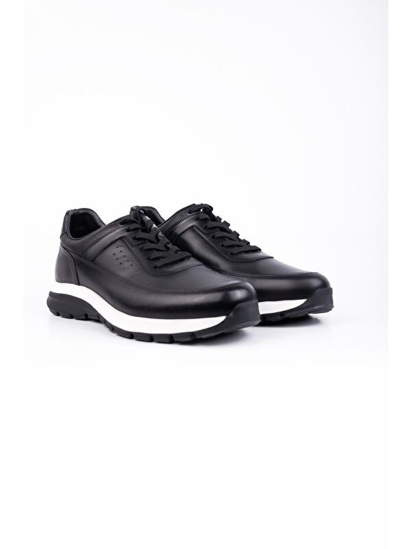 Siyah %100 Deri Analin Bağcıklı Casual Ayakkabı 1033245161 - Görsel 2