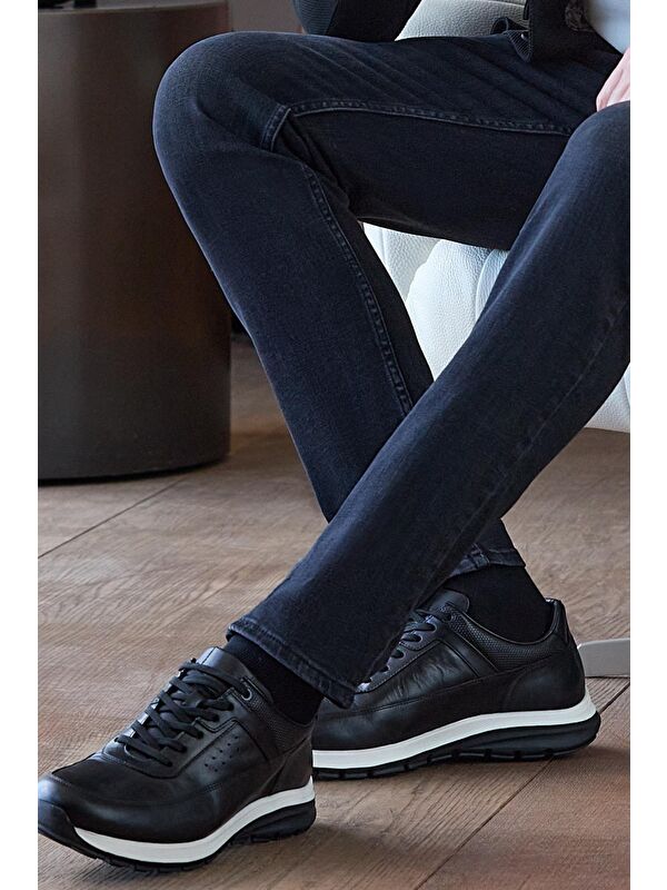 Siyah %100 Deri Analin Bağcıklı Casual Ayakkabı 1033245161 - Görsel 4