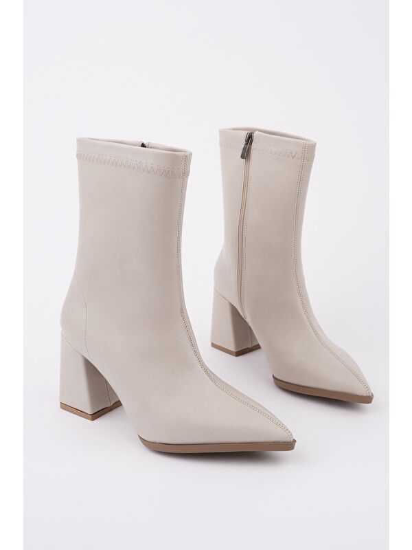 CODİ Sivri Burun Kalın Topuklu Fermuarlı Kadın Bot - Görsel 3