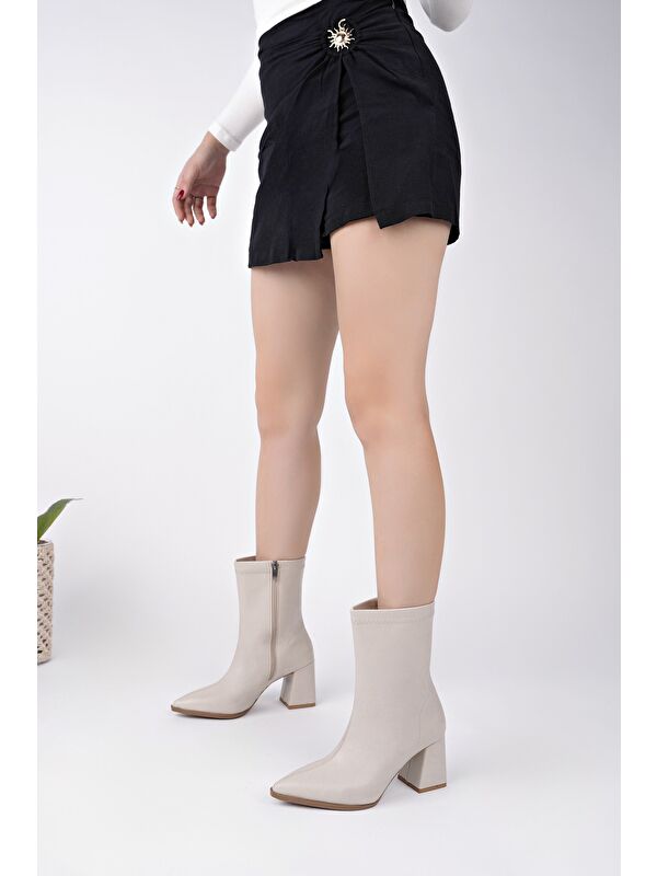 CODİ Sivri Burun Kalın Topuklu Fermuarlı Kadın Bot - Görsel 5