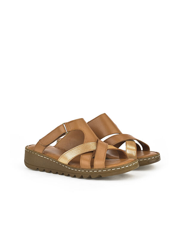 Kadın Hakiki Deri Terlik 1411008Z012 Taba - Görsel 3