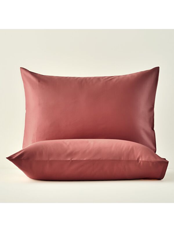Bella Maison %100 Pamuk Saten Basic Standart 2'li Yastık Kılıfı Bordo (50x70 cm)