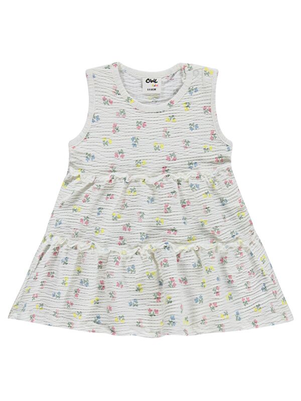 Civil Baby Çiçek Empirme 6-18 Ay Elbise - Ekru