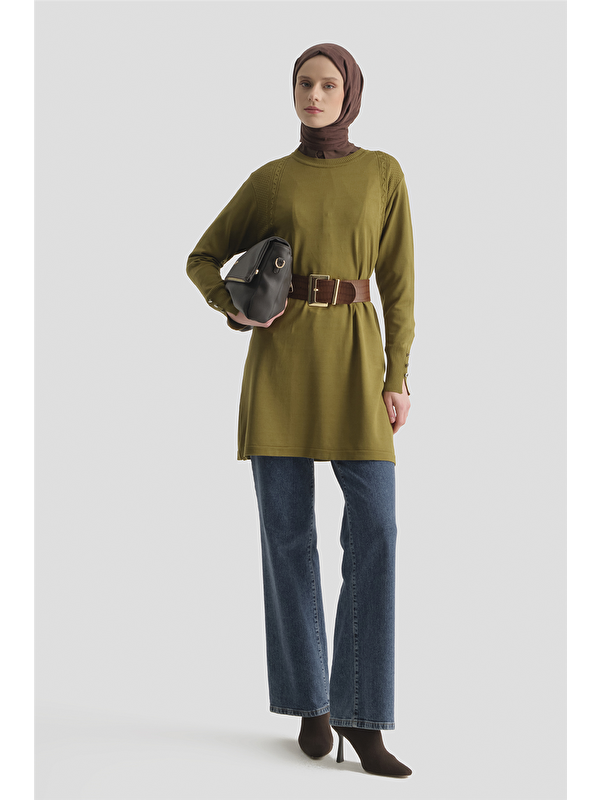ARMİNE Triko Tunik 25Kd5005 Yağ Yeşili
