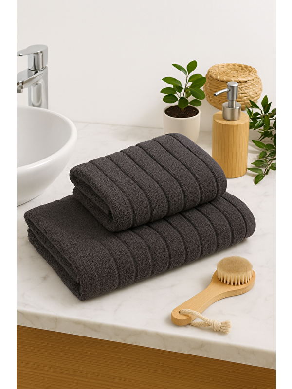 Tabu Home Antrasit Dalga 2'li Havlu Set