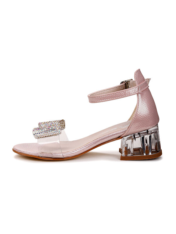 Tire Vakko Kız Çocuk 4 Cm Şeffaf Topuklu Sandalet Abiye Ayakkabı - Görsel 5