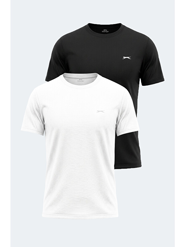 SLAZENGER HAUNTED 2 Lİ SET Erkek Beyaz - Siyah Tişört