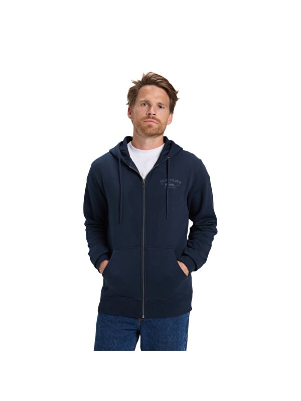 Quiksilver Zip Hood Chest Logo Mavi Erkek Fermuarlı Sweatshirt Hırka