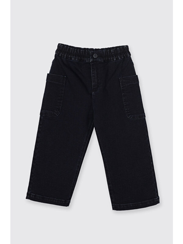Panço Erkek Bebek Beli Lastikli Lacivert Jean Pantolon