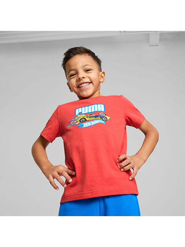 Puma X Hot Wheels Çocuk Kırmızı Yuvarlak Yaka Tişört
