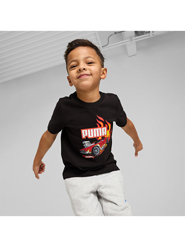 Puma X Hot Wheels Çocuk Siyah Yuvarlak Yaka Tişört