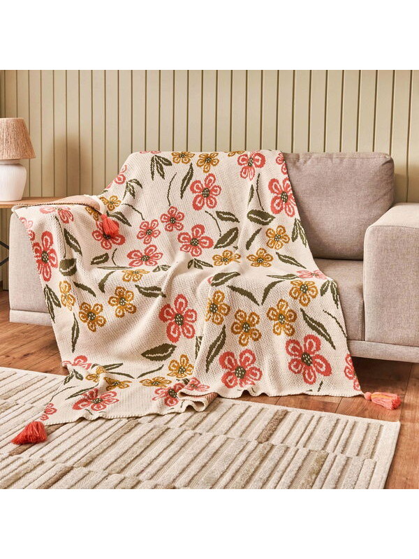 Evidea Soft Floriva Triko TV Battaniyesi - Krem - 120x160 cm