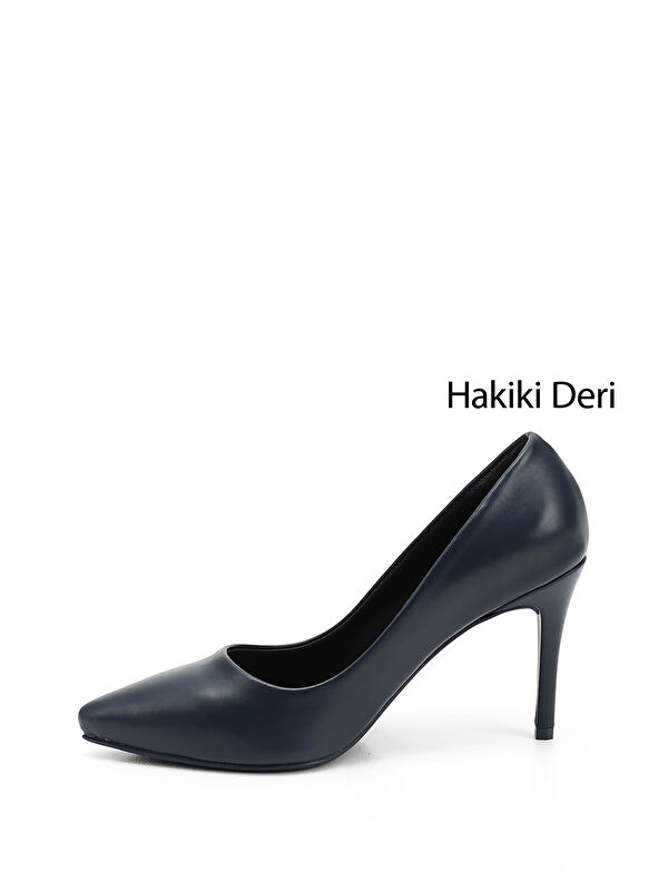 Kadın İNDİGO LACİVERT Sivri Burun İnce Topuklu Hakiki Deri Stiletto - Görsel 4