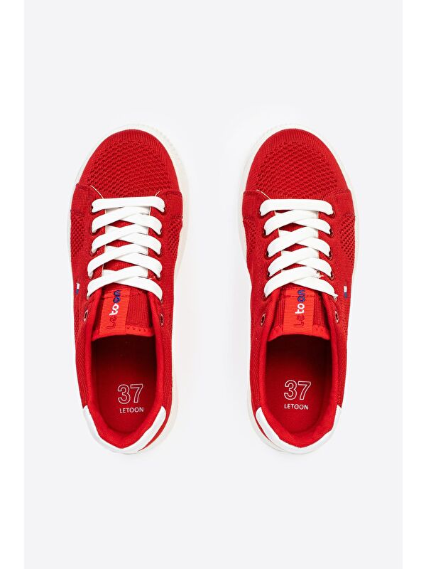 Yuvarlak Burunlu Bağcıklı Desenli Kadın Spor Ayakkabı - Görsel 7