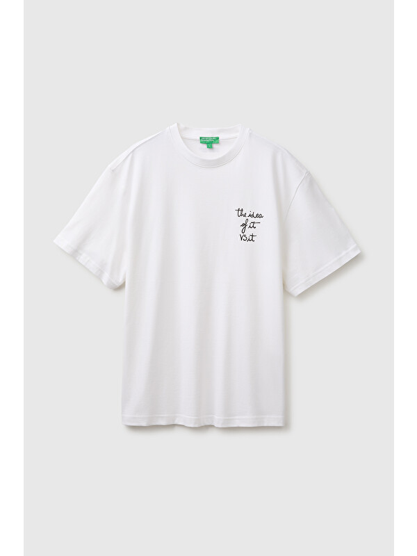 United Colors Of Benetton Erkek Beyaz Mix %100 Pamuk Relaxed Fit Kısa Kollu T-Shirt