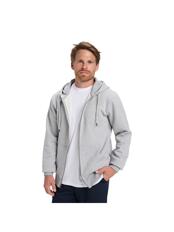 Quiksilver Zip Hood Chest Logo Gri Erkek Fermuarlı Sweatshirt Hırka