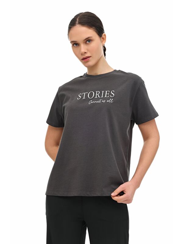 Lumberjack WL 11STORY 6FX Gri Kadın Kısa Kol T-Shirt