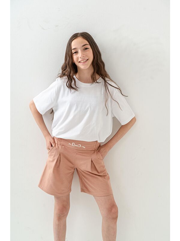 Mışıl Kids Kemer Ortası Nakışlı Kız Çocuk Şort