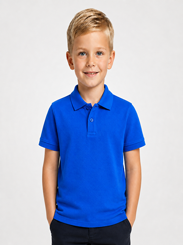 ajn Kids Polo Yaka Basic Kısa Kollu Unisex Çocuk Tişört