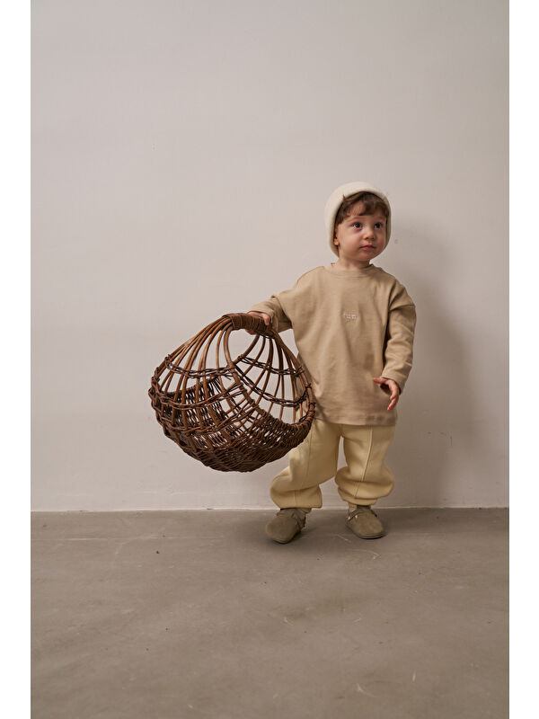 Oh La La Koala For Little Ones Vizon Nakışlı Oversize Uzun Kollu T-shirt