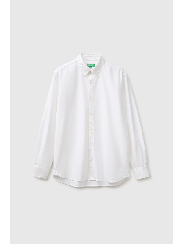 United Colors Of Benetton Erkek Beyaz %100 Pamuk Regular Fit Düğmeli Gömlek