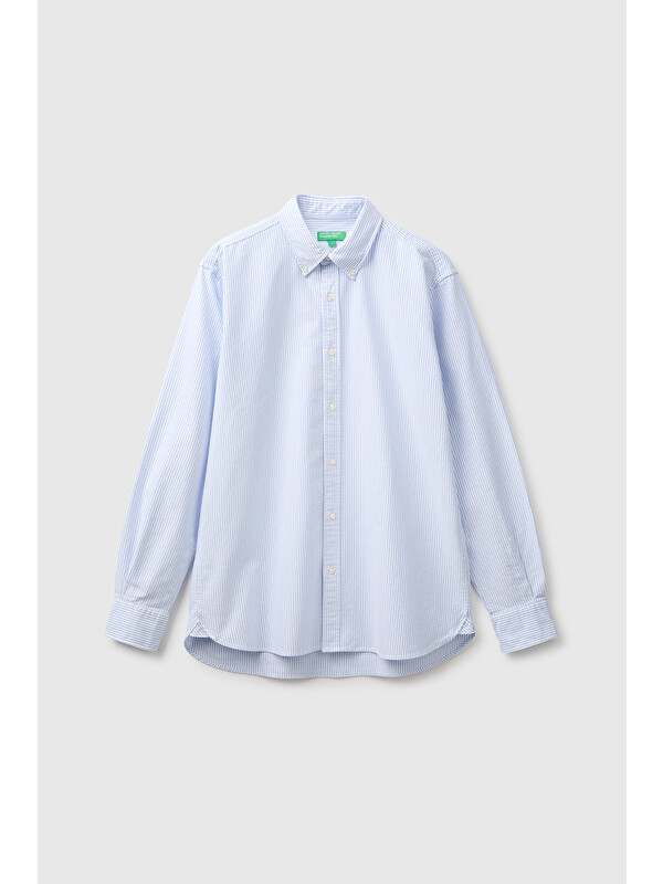 United Colors Of Benetton Erkek Mavi %100 Pamuk Regular Fit Düğmeli Gömlek