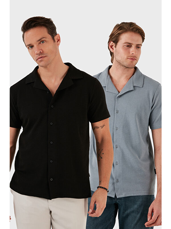 Buratti Pamuklu Regular Fit Kısa Kollu 2'li Paket Gömlek 5902640S2