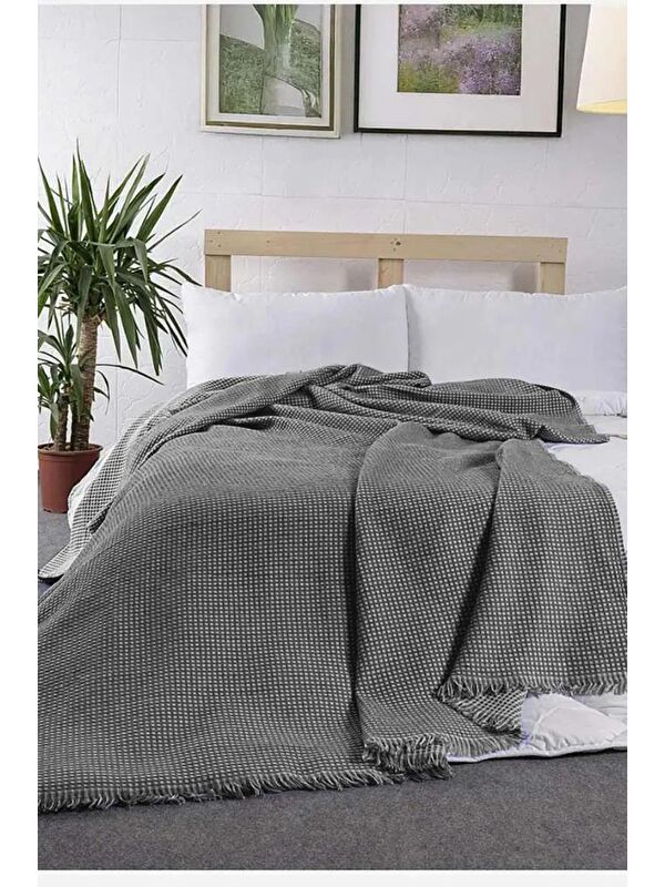 Çeyiz Diyarı Lora Çift Kişilik Tek Pike 200x230 cm Antrasit