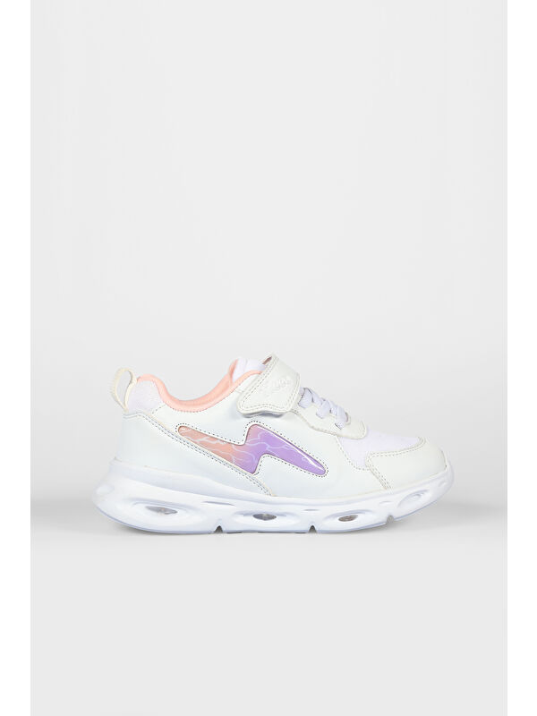 Fash Işıklı Kız Okul Öncesi Beyaz/Pudra Spor Ayakkabı - Görsel 3