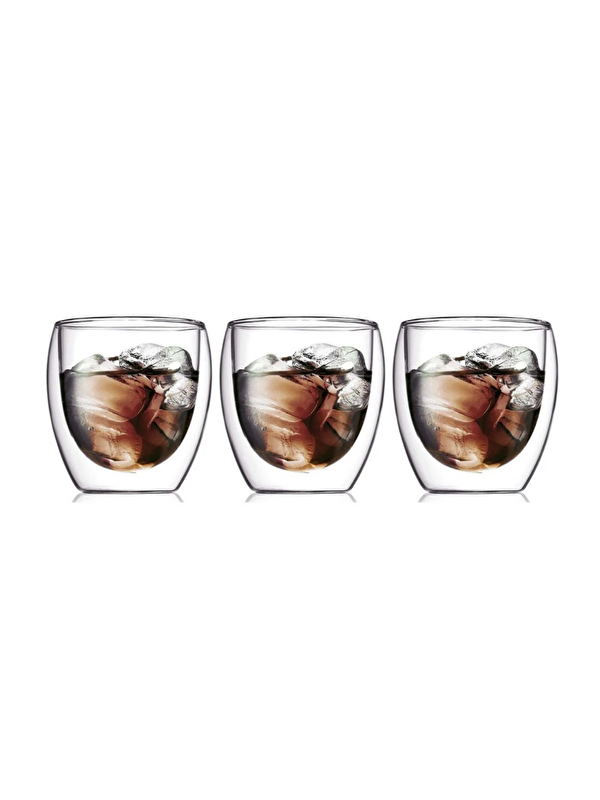 Kitchen Design Lab Çift Cidarlı Borosilikat 250 ml Şeffaf Cam Bardak 3 Adet 2771