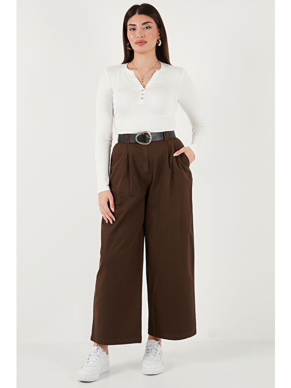 Lela Wide Leg Yüksek Bel Geniş Paça Kemerli Pantolon 68351223