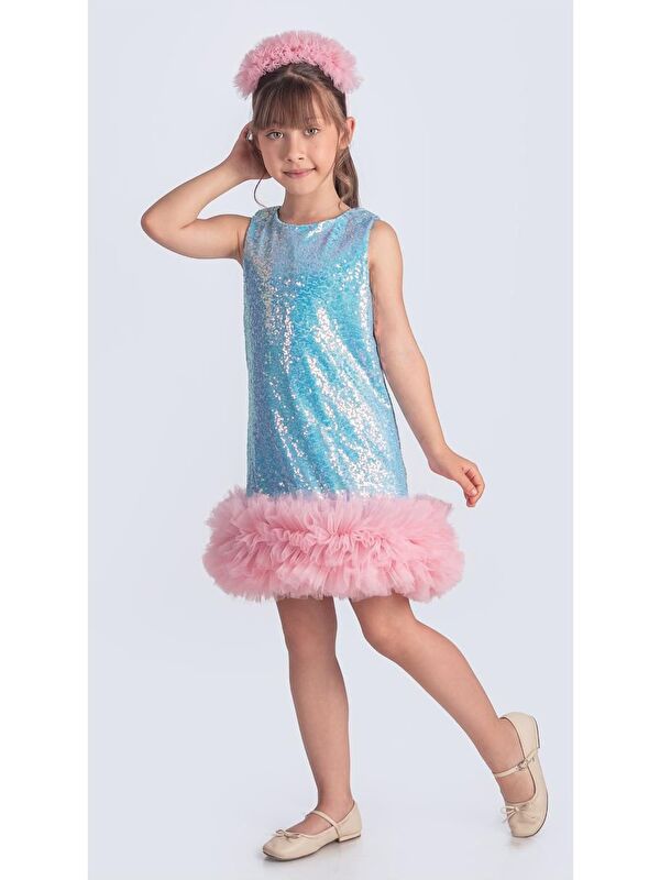 Mnk Baby & Kids Pul Payet İfestos Taçlı Tütü Çocuk Özel Abiye M00743