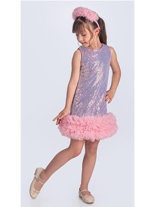 Mnk Baby & Kids Pul Payet İfestos Taçlı Tütü Çocuk Özel Abiye M00743