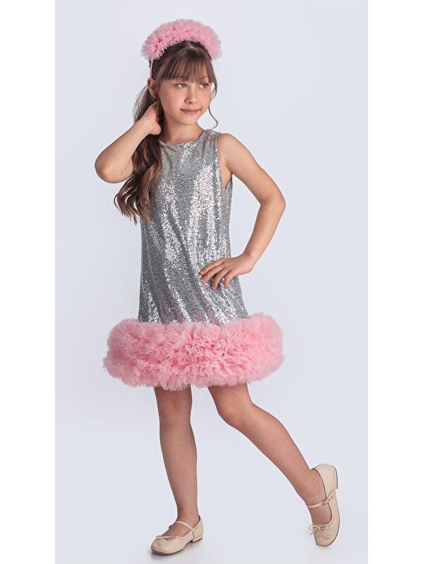Mnk Baby & Kids Pul Payet İfestos Taçlı Tütü Çocuk Özel Abiye M00743