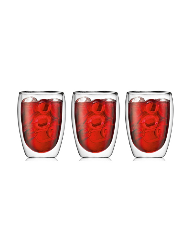 Kitchen Design Lab Çift Cidarlı Borosilikat Cam Şeffaf Cam Bardak 350 ml - 3 Adet 2772