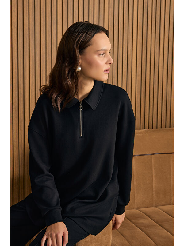 AKER Yakası Fermuarlı Sweatshirt