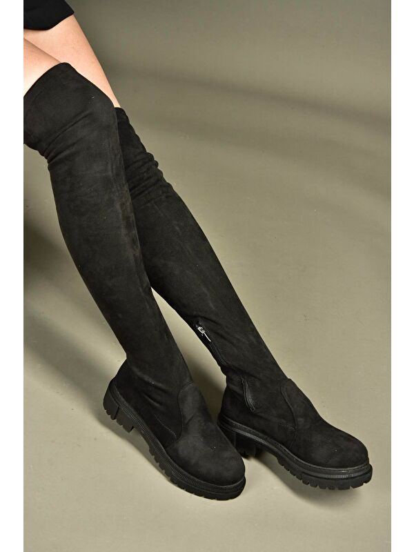 Fox Shoes Siyah Kadın Diz Üstü Çizme V726425302