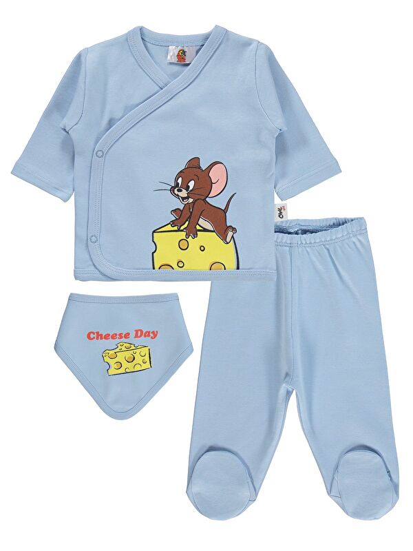 Civil Baby Cheese Day Baskılı Zıbın Takımları - Mavi